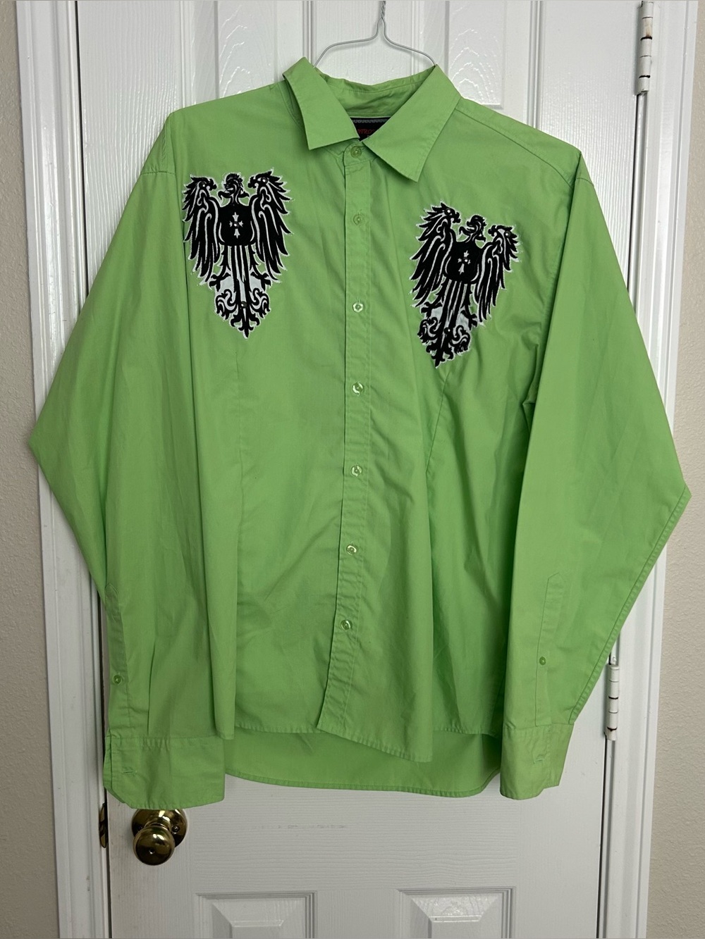 Patroncito USA Western Shirt Men’s Size 2XL Y2K Eagle Crest Patched